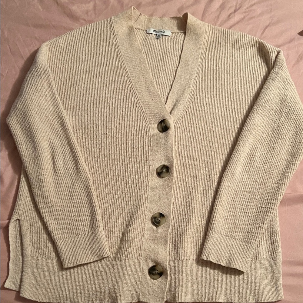 Madewell Beige Button-Up Cardigan